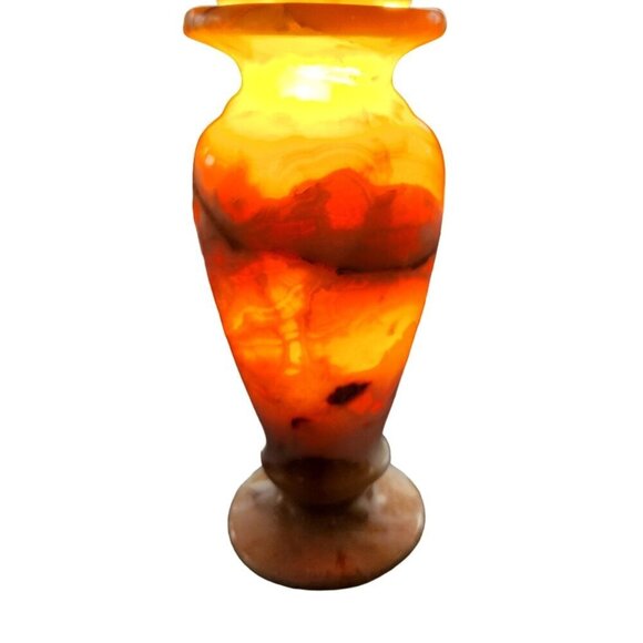 Vintage Marbled Onyx Alabaster Stone Vase 7.25 inches tall x 3 inches wide - Picture 2 of 15